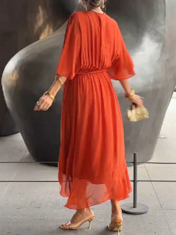 Elizabeth | Chic Soft V-Neck Silk Dress