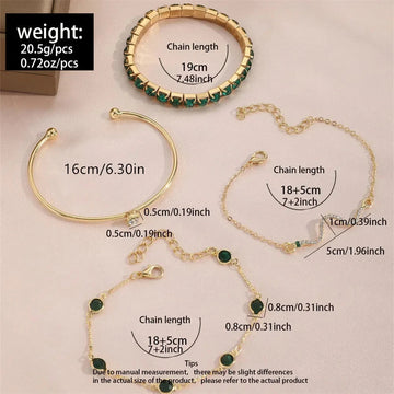 Green Gemstone Bracelet Set