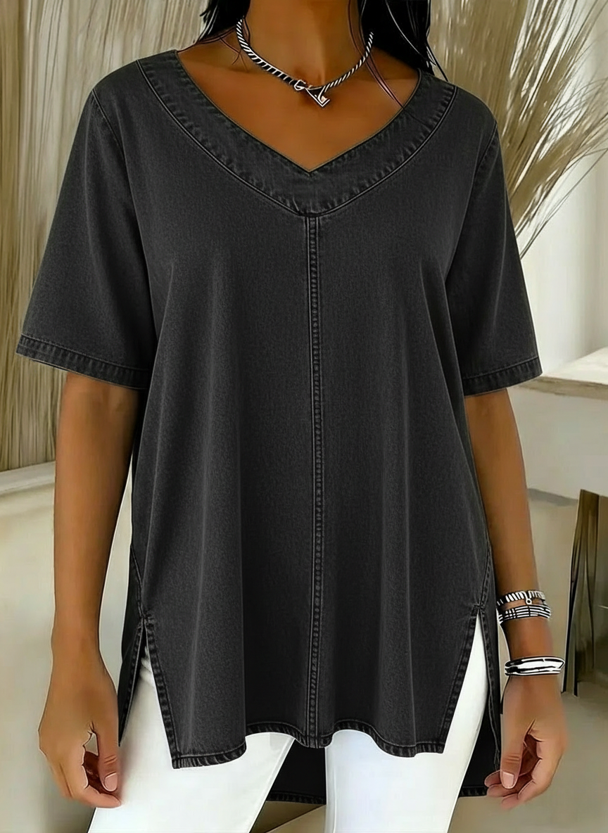 Katy | Breathable Denim-Feel Top